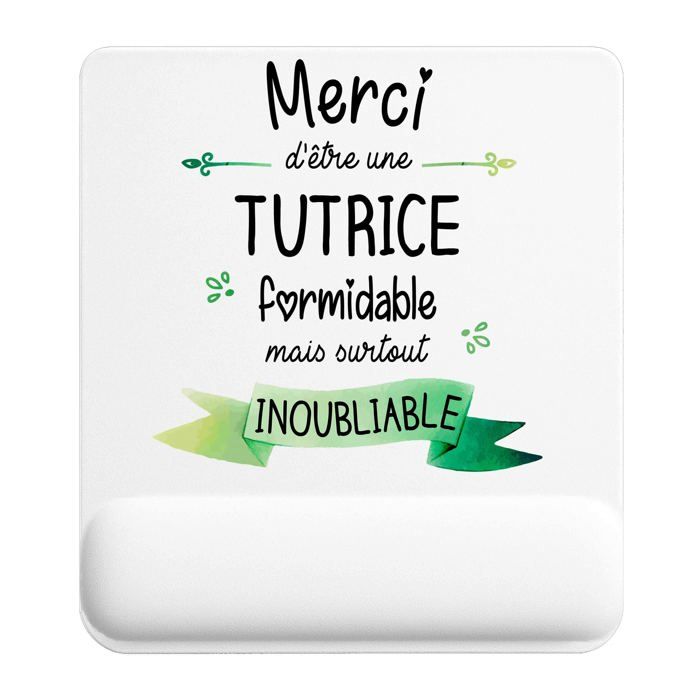 Tapis de souris - PLANETEE - Merci Tutrice Inoubliable femme - Multicolore - 22x18 cm - Surface lisse antidérapante