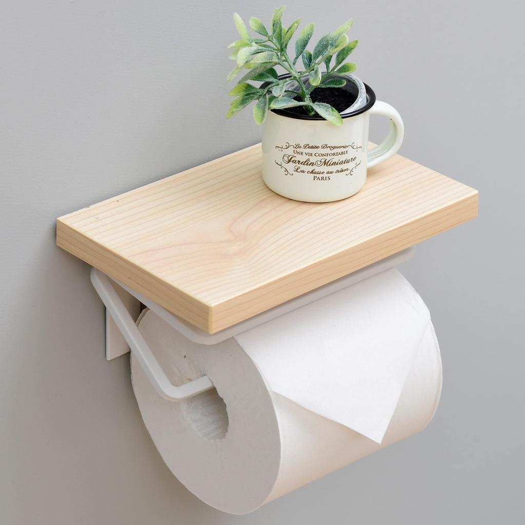 YAMAZEN Toilet Paper Holder with Shelf, RPH-S