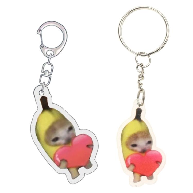 Practical Lovely Animal Banana Cats Keychain Small Pendant Versatile Daily Accessories for Home and Office Decoration