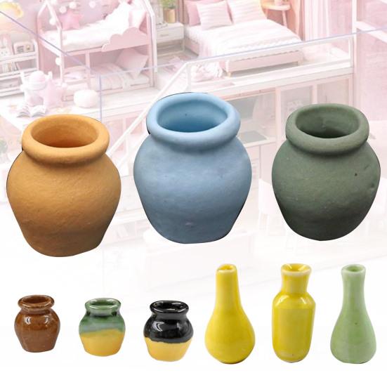 2/3Pcs Mini Ceramic Porcelain Vases Succulent Flower Pots for 45669 Dollhouse