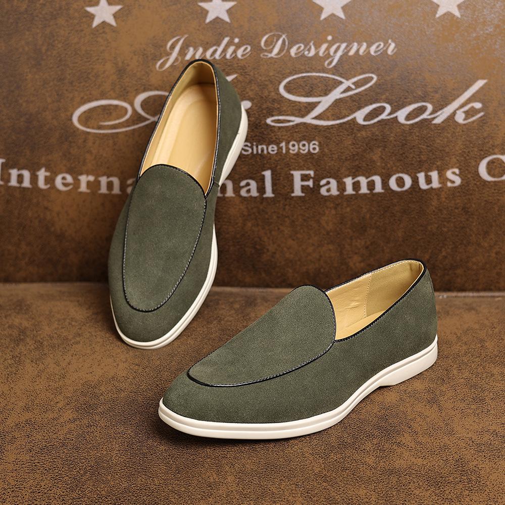Fashion Men's Suede Leather Loafers Slip-On Driving Shoes Wide Width Comfortable Non-Slip Casual Moccasins Abrasion Resistant Fashion