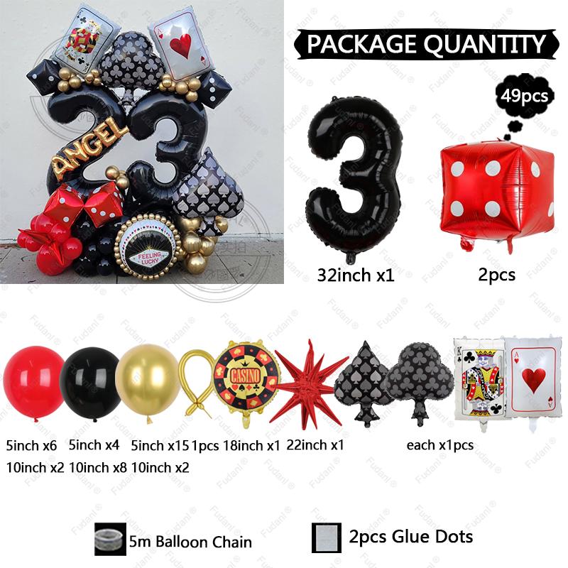 

49Pcs Poker Hearts K Foil Balloons Dice Foil Ballon Casino Theme Party Adult Birthday Decor Las Vegas Party Poker Theme Party 32inch