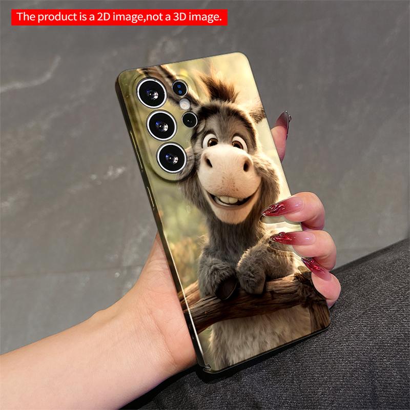 2DFlat Samsung phone case Happy Donkey Leaning on Wooden Rail Applicable to Galaxy S22 S23 S24 S25ULTRA S26 A12 A13 A14 A15 A16 A34 A35 A54 A55
