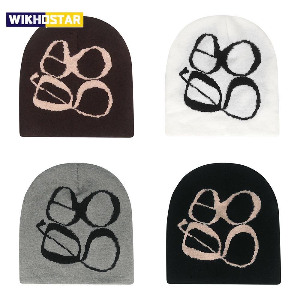 Chapeau Tricoté Imprimé Mode Y2K Bonnets d'Hiver Chauds Casquettes Skullies Bonnets Casquette Cargo Homme Femme Kanye Féminin Extérieur Gorras Hombre