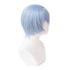 Cosplay Wig with Net, Short, Light Blue, Ray Blue, Heat-Resistant Wig (A)