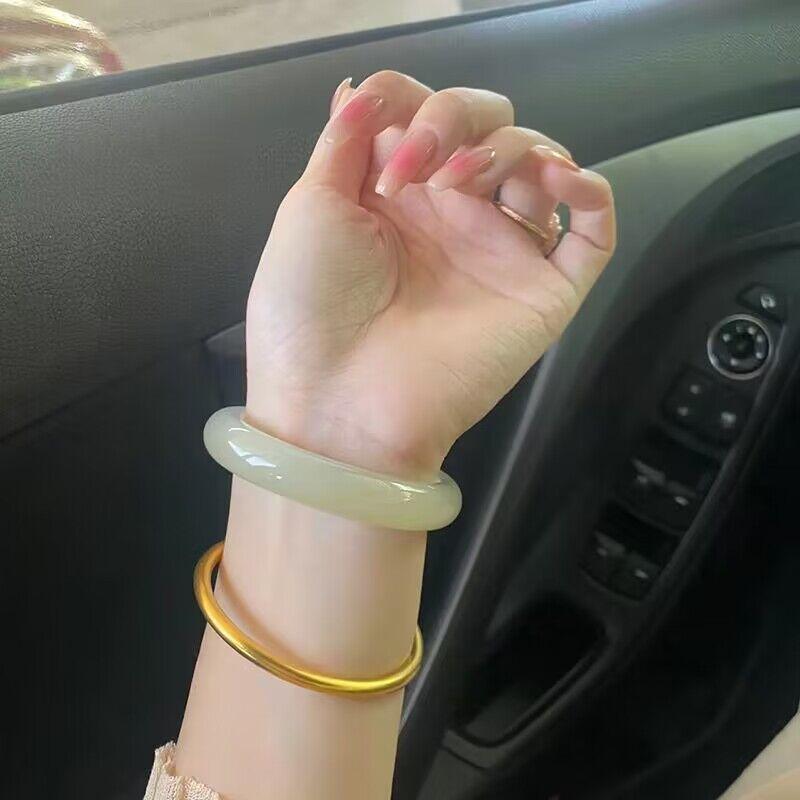 Xinjiang Hetian Jade High Imitation Outer Mongolian Qing White Jade Bangle Bracelet