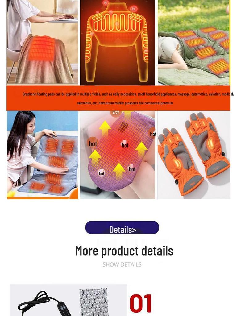 USB Graphene Pet Heating Pad, Adjustable & Washable