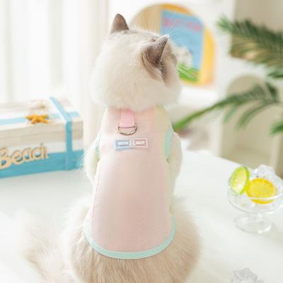 Haustier Sonnencreme Kleidung erwachsene Katze Kätzchen Sommer dünn atmungsaktiv Traktion Macaron Mesh Katze Hund Weste