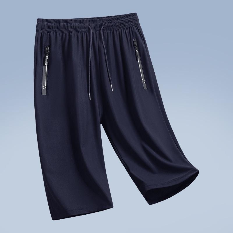 Men's M-8XL Quick-Dry Ice Silk Elastic Shorts - Loose Fit Running Sports Pants