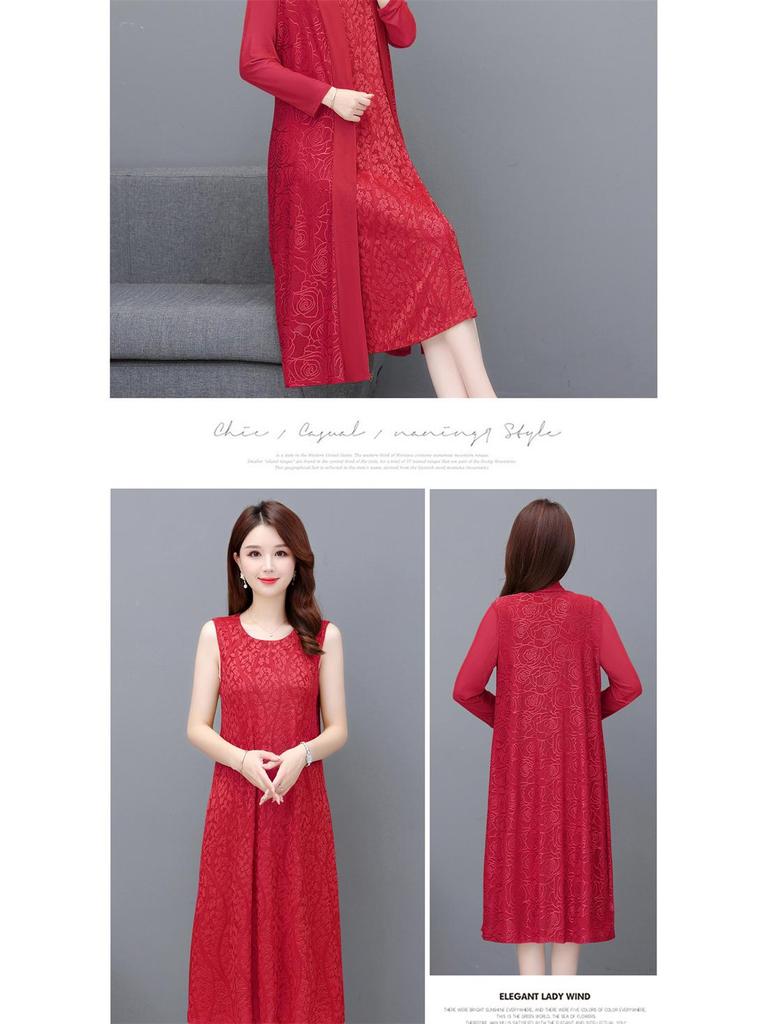 Rochie de vară din două piese 2023 cu șal cardigan de lungime medie