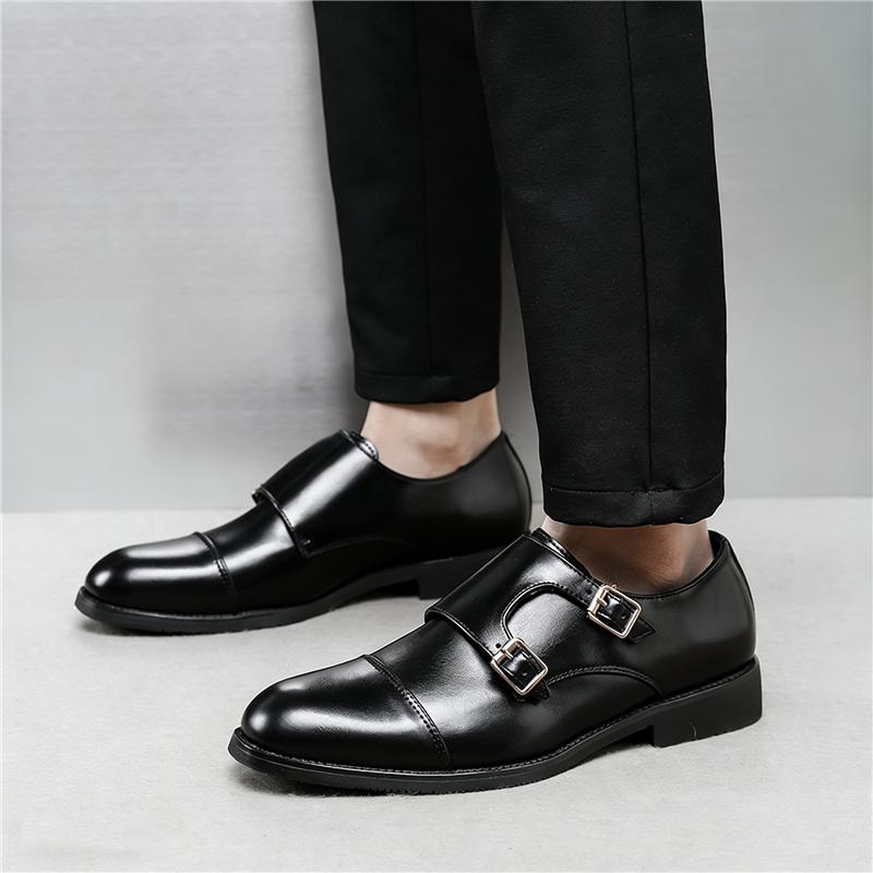 New Britain Gentleman Black Brown Monk Strap Slip On Shoes For Men Casual Loafers Business Formal Dress Footwear Zapatos Hombre