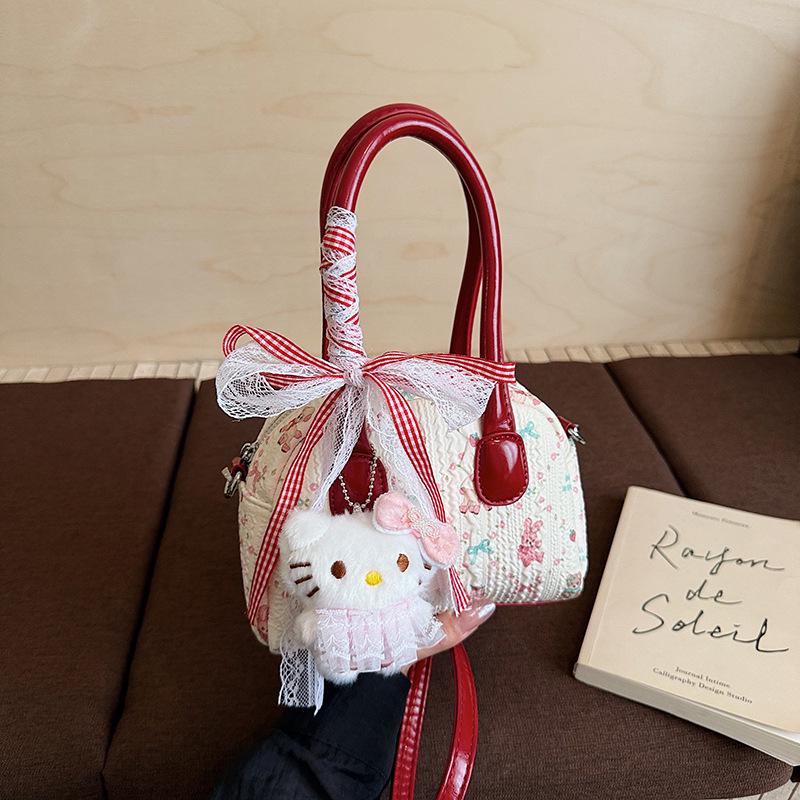 Koreanische Niedliche Schleife Karomuster Handtasche - 2025 Herbst/Winter Vielseitige Schulter Crossbody Tasche