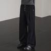 High-end double-pleated breasted retro old money style casual pants for men's autumn loose wide-leg straight drape pants for men