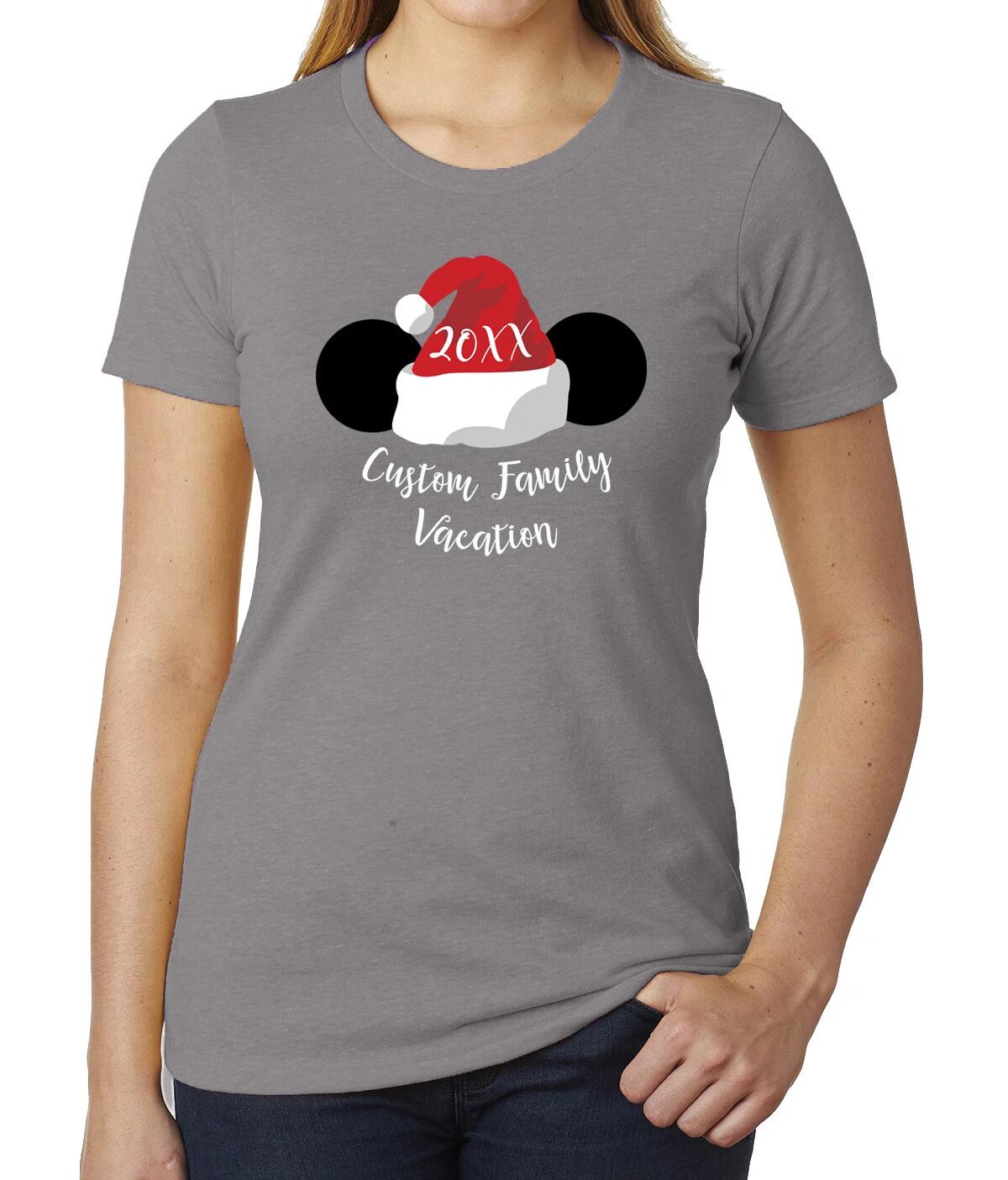 Mickey Head Santa Head Custom Family Vacation 20XX Woman s Christmas Shirt! XL