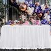 Tulle Table Skirt for Rectangular Tables White Pleated Table Cloth 6Ft/9Ft Wrinkle Free Tablecloth with Tutu Skirt Party Banquet Cake Table Decoration