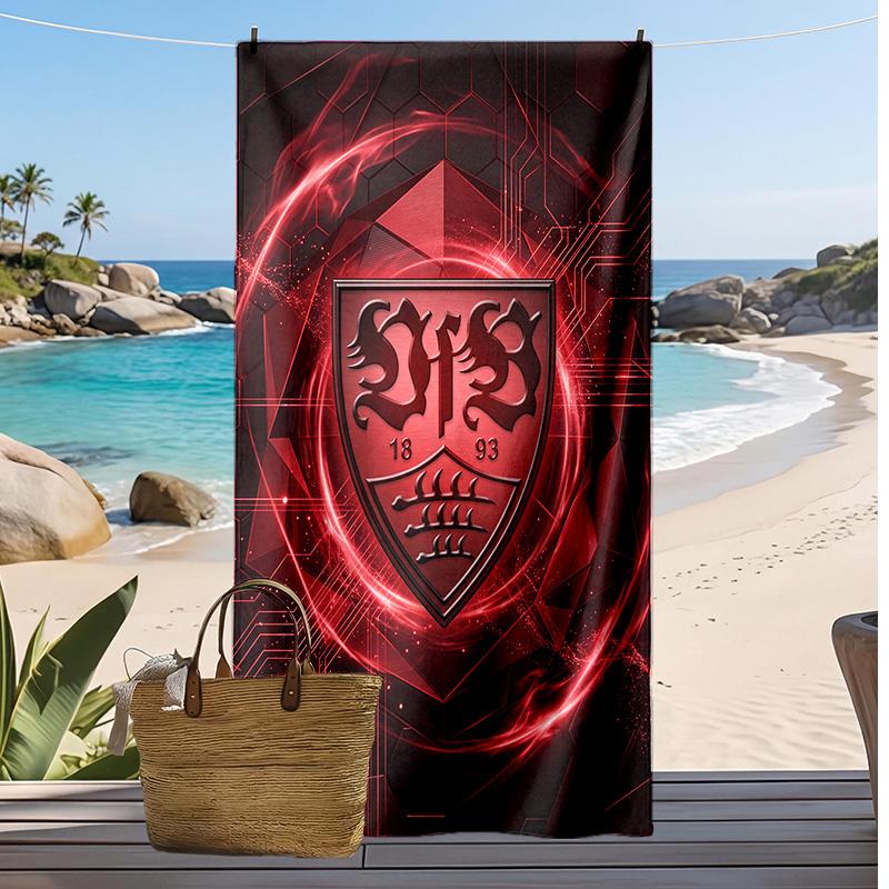 Toalla de Playa con Estampado de Fútbol VfB Stuttgart, Toalla Grande Suave de Secado Rápido para Playa, Camping, Natación