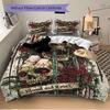 Set de așternut Anime Craniu Sânge și Trandafiri 3 buc - Include O Husă de Plapumă și Două Fețe de Pernă (Fara Core) - Decorațiuni Interioare Gotice pentru Dormitor și Gu