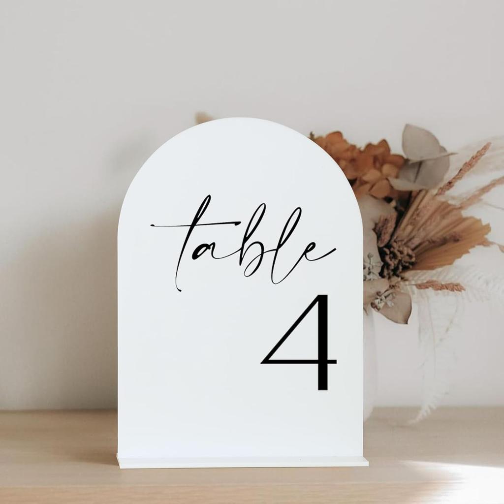Arch Acrylic Wedding Table Number Card with Stand Mirrored Table Number Holder for Wedding Reception,Party,Anniversaries,Event
