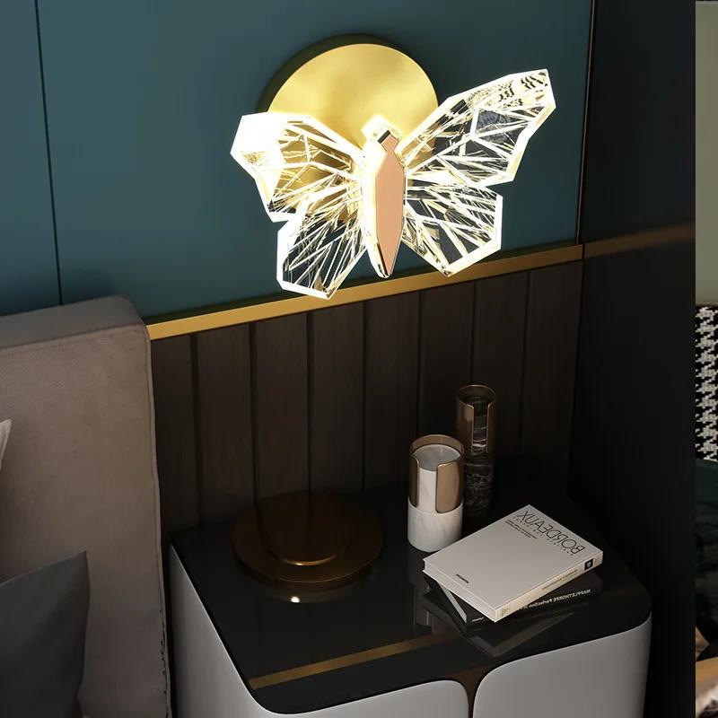 Butterfly Light Luxury Bedroom Head Of A Bed Small Chandelier Living Room Floor Lamp TV Background Wall Decoration Wall Lamp