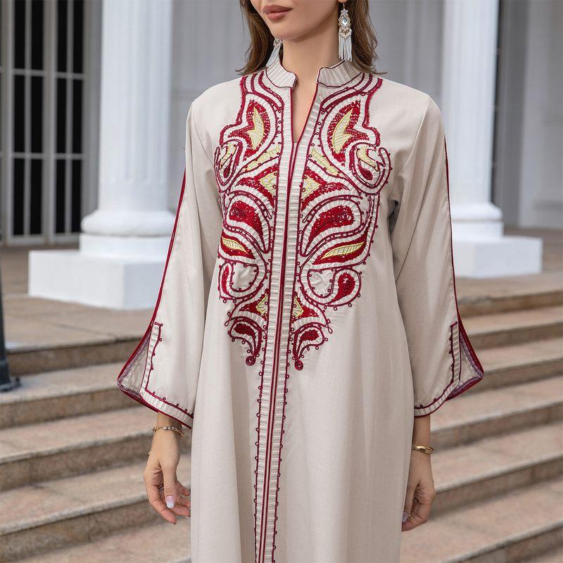 2024 Middle East Turkish Indonesian Robe Women's Cross-Border Evening Dress Embroider Dress Evening Dress