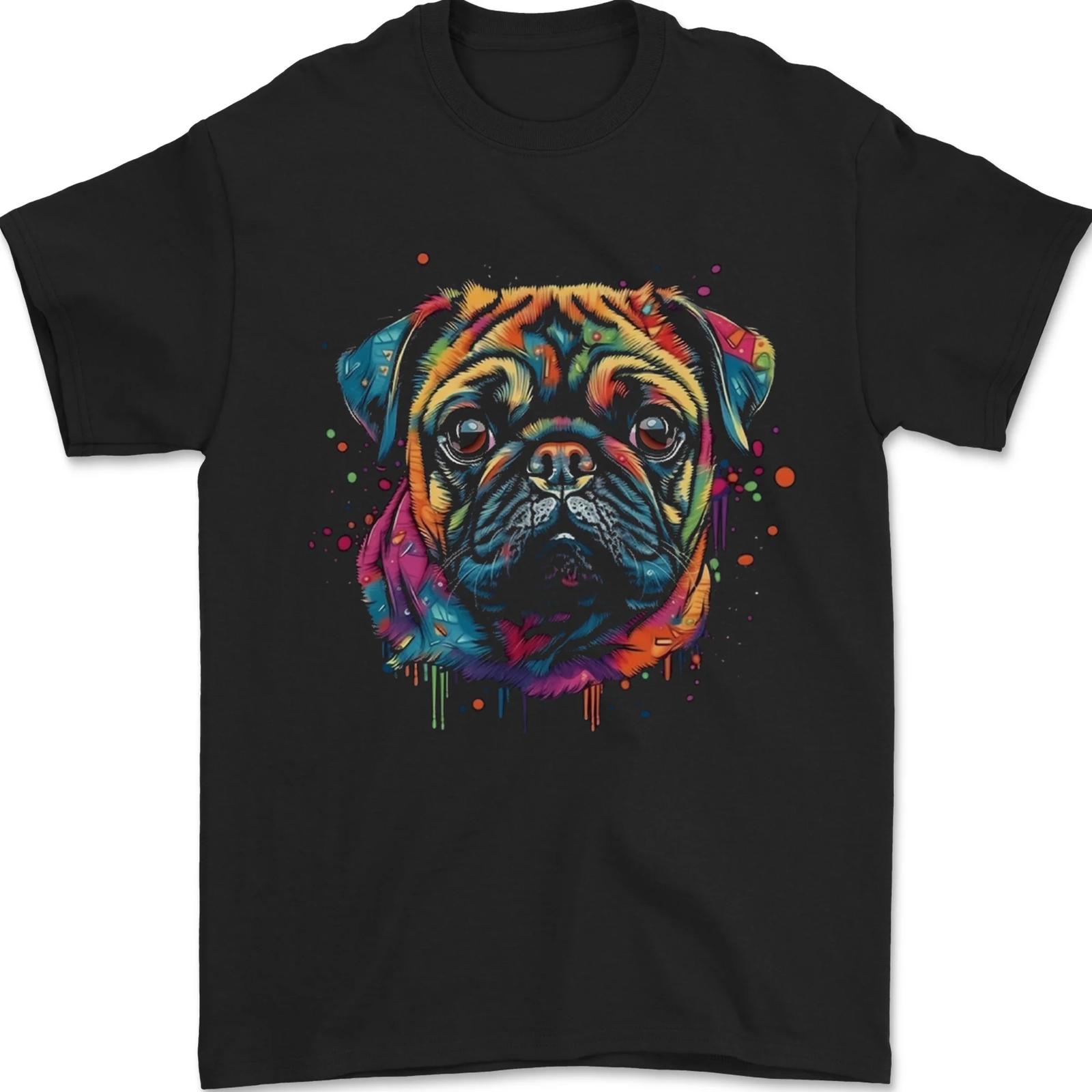 A Colourful Pug Dog Mens T-Shirt 100% Cotton XXXXL
