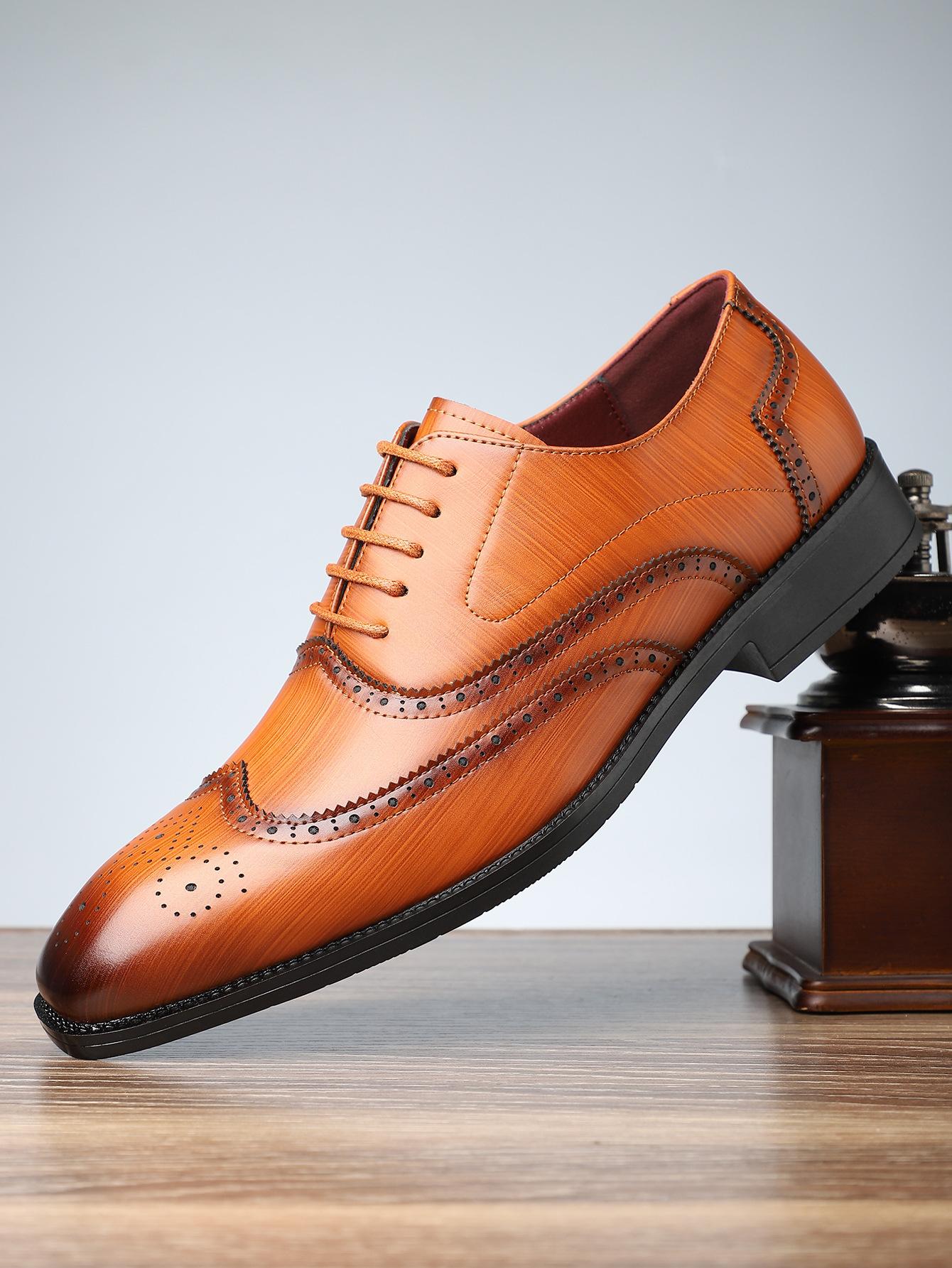 

20252025 Популярная мужская обувь в стиле business casual, оксфорды, слипоны, модная, универсальная, из гравированной кожи 39 жёлтый