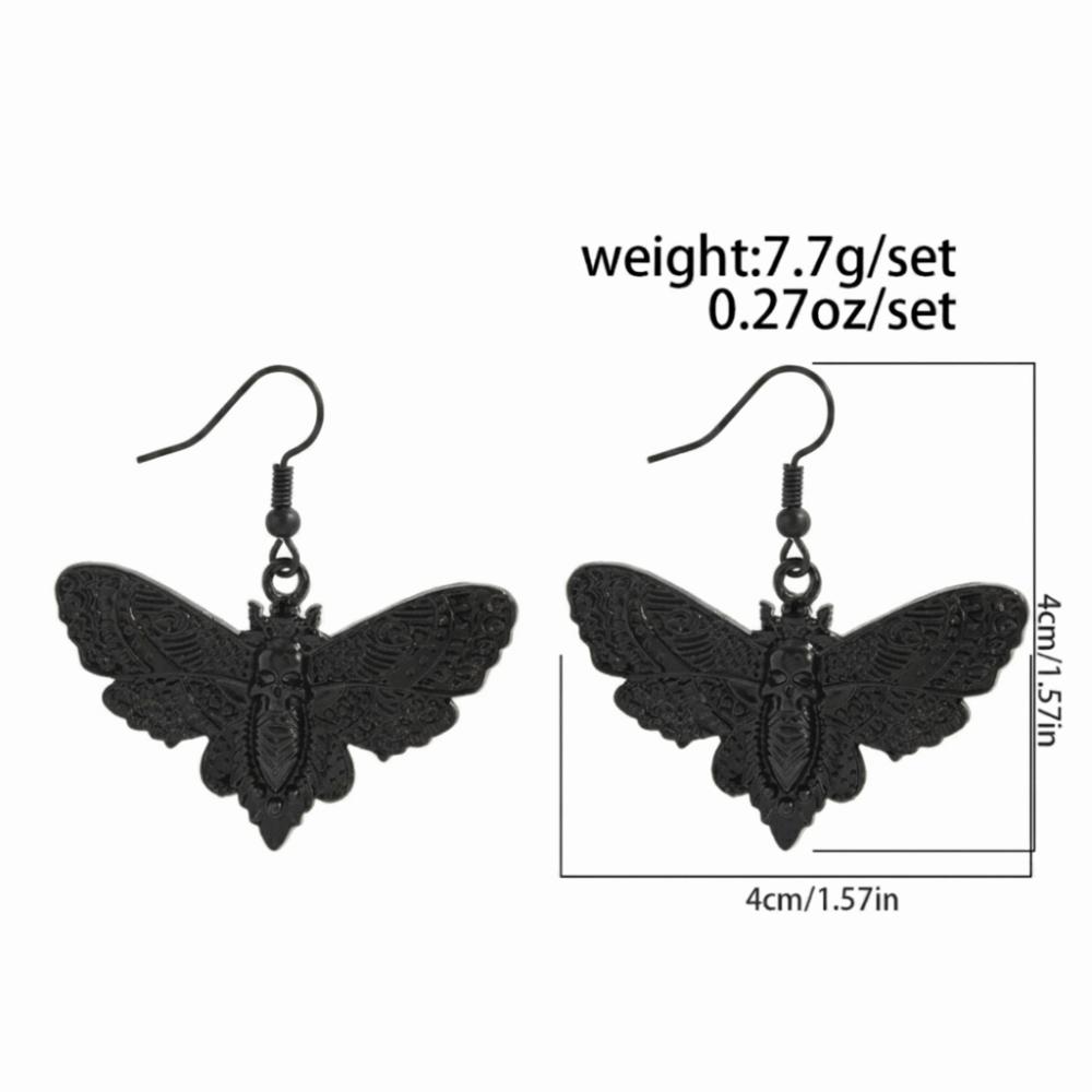 Zinc Zinc Alloy Gothic Earrings Lightweight Halloween Dangle Earrings Spooky Skull Moth Drop Earrings Party