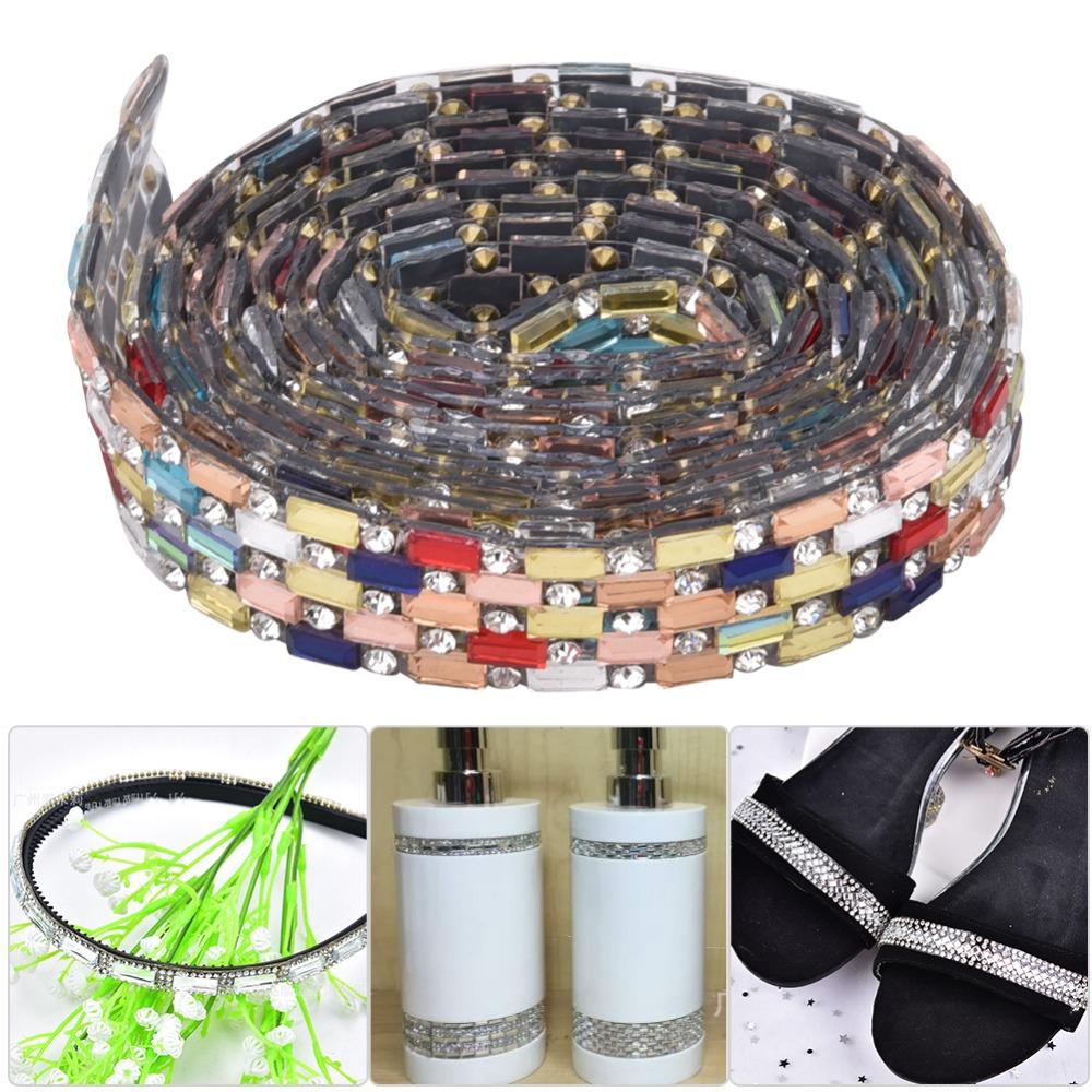 1pcs 1 Yard Length Rhinestone Chain Ribbon 1.4cm Wide Hotfix Rhinestone Ribbon DIY Crafts