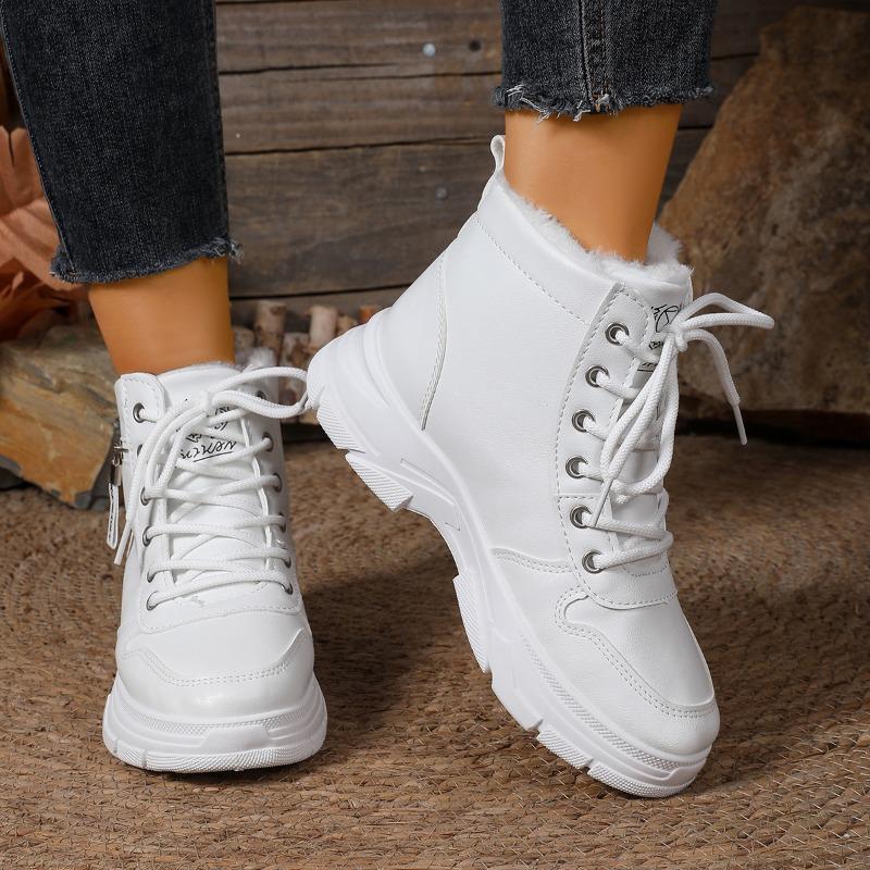 New Large-sized Martens Boots for Women, Versatile and Warm High-top Height-increasing Cotton Shoes