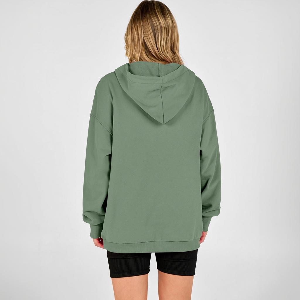 Women's Long Sleeve Hooded Pullover Sweatshirt with Stand Collar