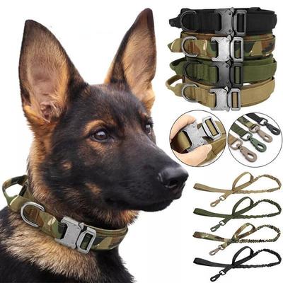 Adjustable Tactical Dog Collar Dog Leash Military Nylon Buckle with Control Handle for Dog Training