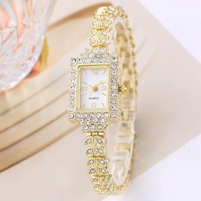 Nowe Zegarki Damskie Moda Prosty Kwadratowy Zegarek Damski Mały Zegarek Bransoletka Zestaw Diamentów Damski Zegarek Kwarcowy Relogio Feminino Zegar