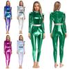 Women Alien Space Robot Galaxy Warrior Astronaut Costume Long Sleeve Metallic Shiny Jumpsuit for Halloween Fancy Dress Cosplay