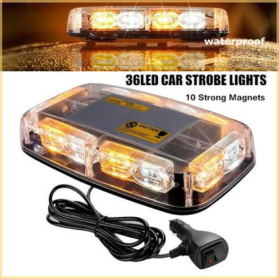 36LED Auto Stroboskope, 12-24V Notfall-Warnblitzleiste für LKW Auto, Wasserdicht und Magnetische Montage Universell