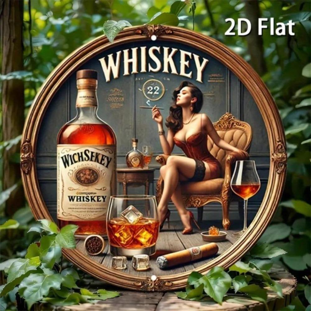 Vintage Whiskey Lady Metal Tin Sign Wall Art Aluminum Retro Decor