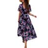 Women's Temperament V-neck Short-sleeved Printed Dress Chiffon Dress
