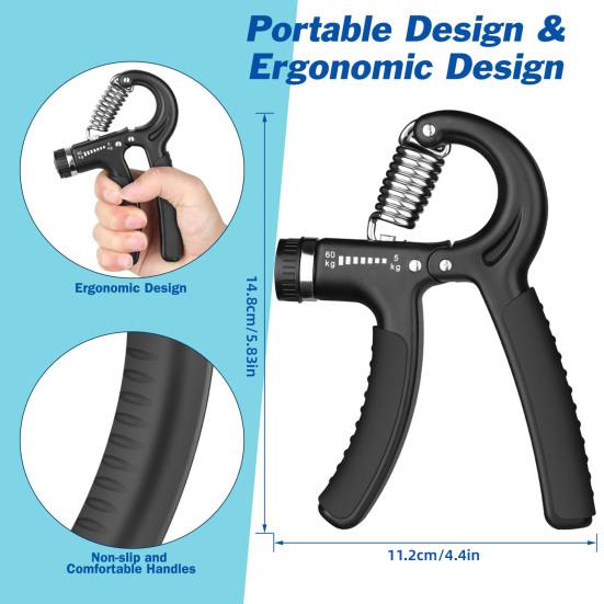 Grip Strength Trainer 5-60KG Resistance Adjustable Men Women Forearm Exerciser Hand Grip Power Strengthener Developer Fitness Equipment