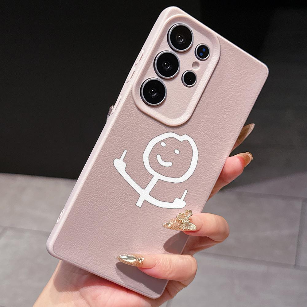 Samsung A07 A16 Xiaomi Redmi 13C 14C for iPhone 17 16 Pro Max Infinix Realme Phone Cases Soft brown Leather pattern TPU Case NY50 Cartoon Matchman art