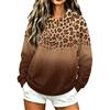 Women's Casual Gradient Leopard Print Hoodie Pullover Sweatshirt Long Sleeve Top for Fall and Winter
