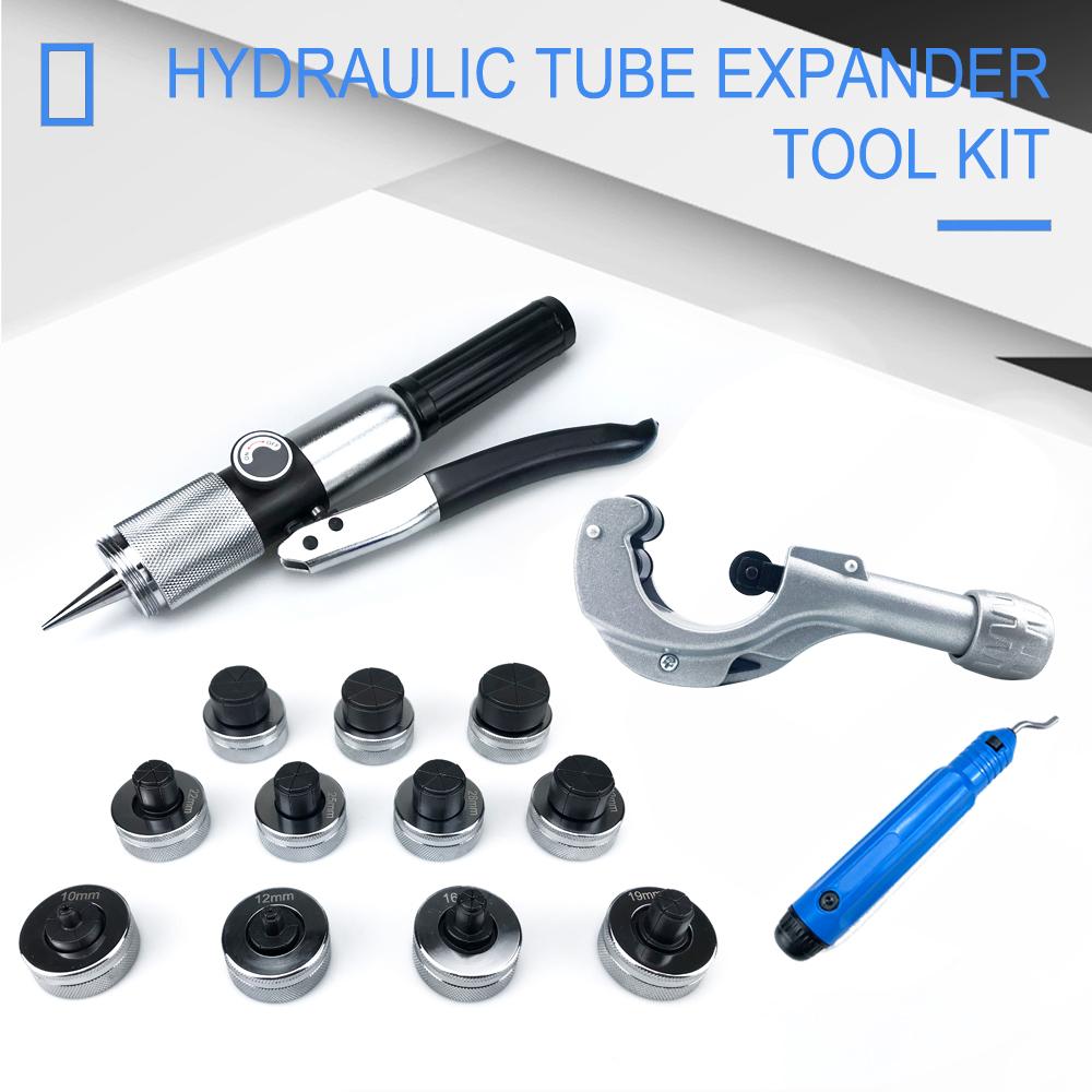 Hydraulic Tube Expander Tool Kit with 11 Pipe Expander Heads Air Conditioner Copper Tube Flapper Refrigerator Tube Flapper