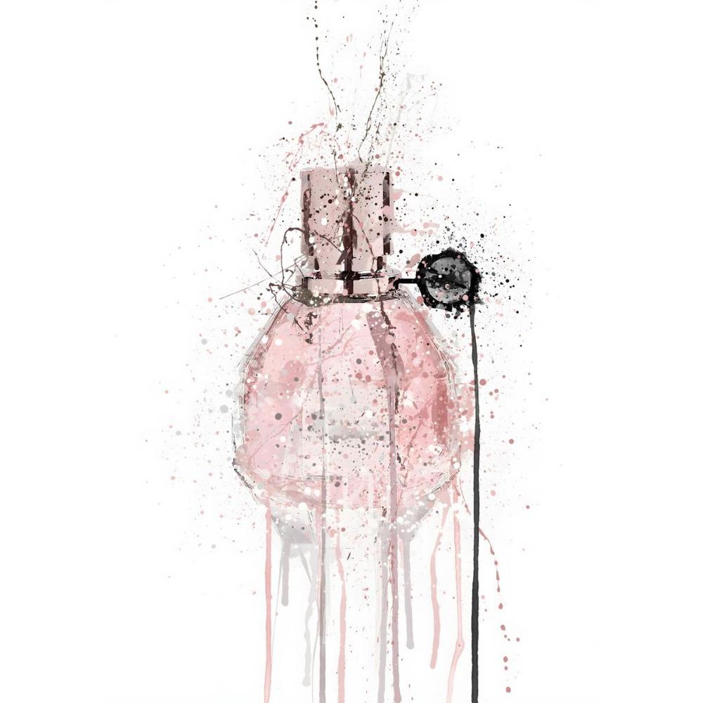 Watercolor Perfume Bottle Prints and Poster Perfume Flower Wall Art Fashion Pictures Canvas Painting for Girls Room Modern Decor