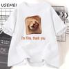 Fun Bread Dog Cat T-shirt Female Couple Pattern T-shirt Summer Couple Clothing Animal Short Sleeve T-shirt Top