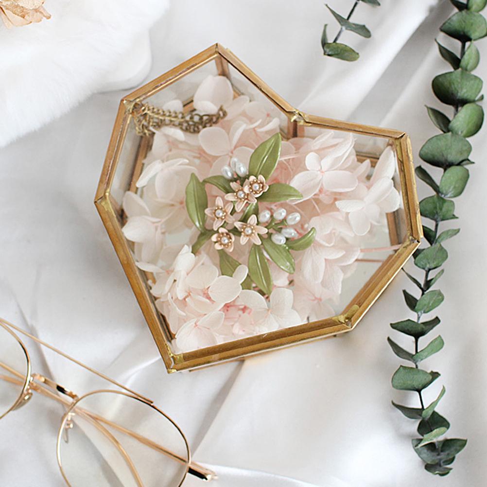 Klappbare herzförmige geometrische Schmuckschatulle aus Glas, Glas-Ringbox, multifunktionale Schmuck-Präsentationsbox