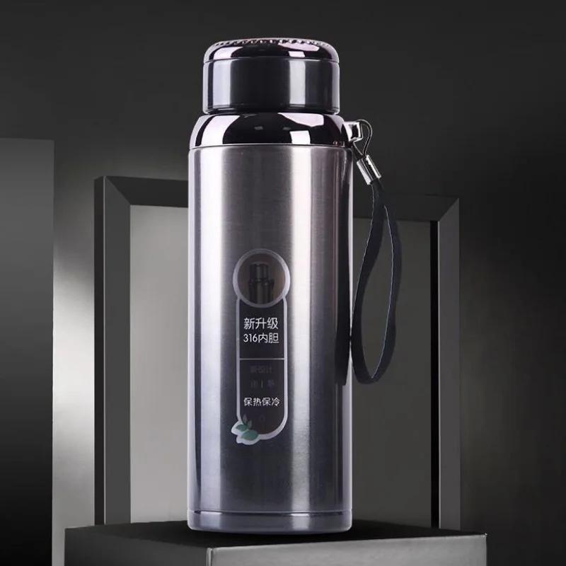 600ML/1000ML Large Capacity Stainless Steel Thermos Portable Vacuum Flask Insulated Tumbler with Rope Thermal Bottle Drinkware
