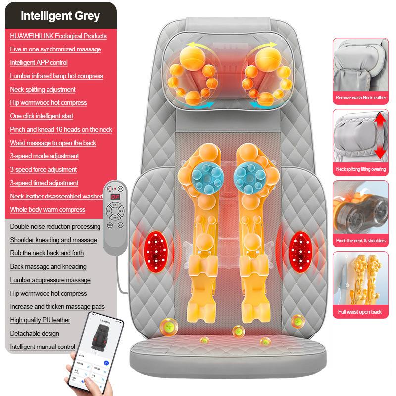 Full Body Shiatsu Massage Cushion for Home & Office Back Relief Seat Hot Compress Kneading Massage Cushion with Plug Converter