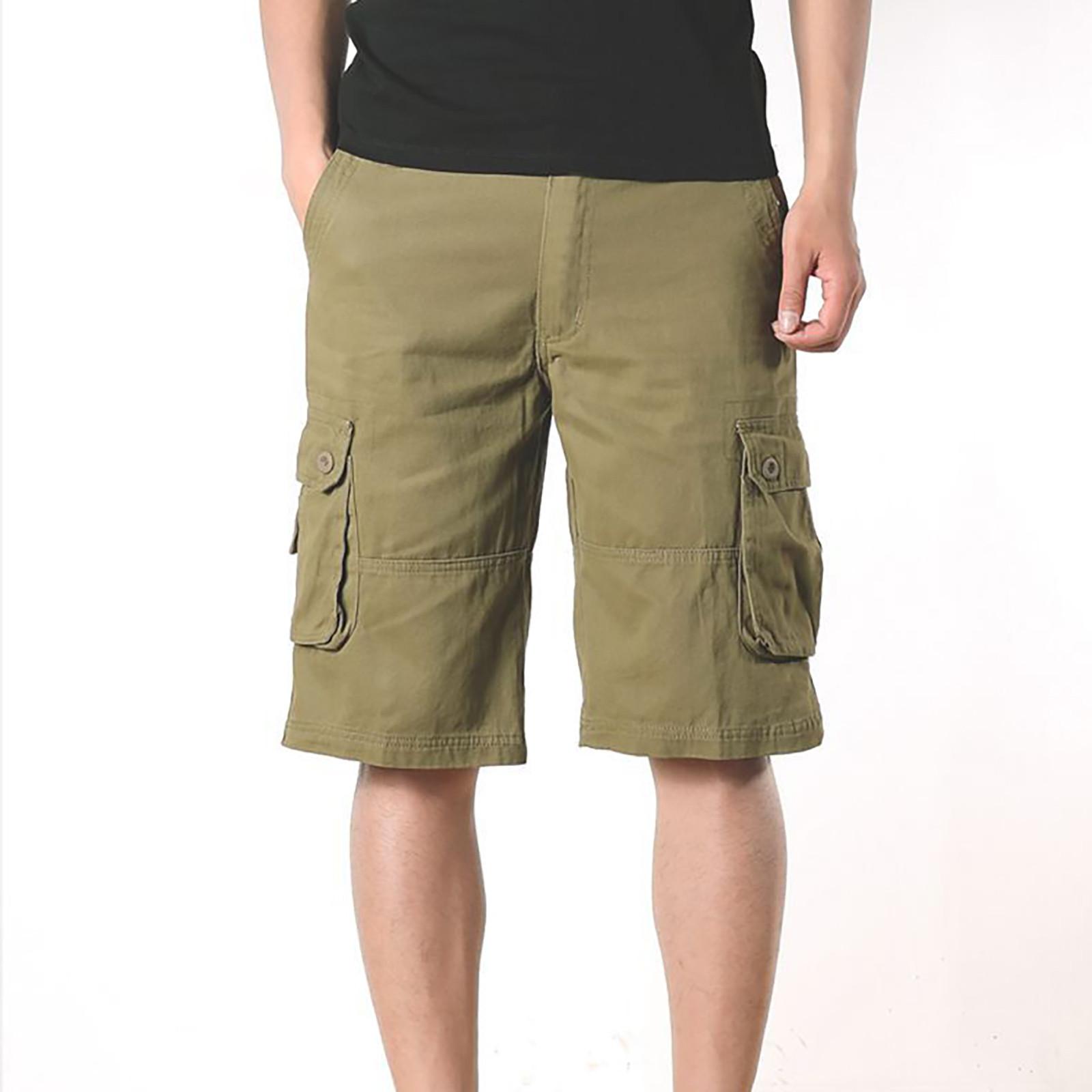 

Мужские повседневные укороченные брюки со средней талией и несколькими карманами, уличные прямые брюки, шорты, брюки 46