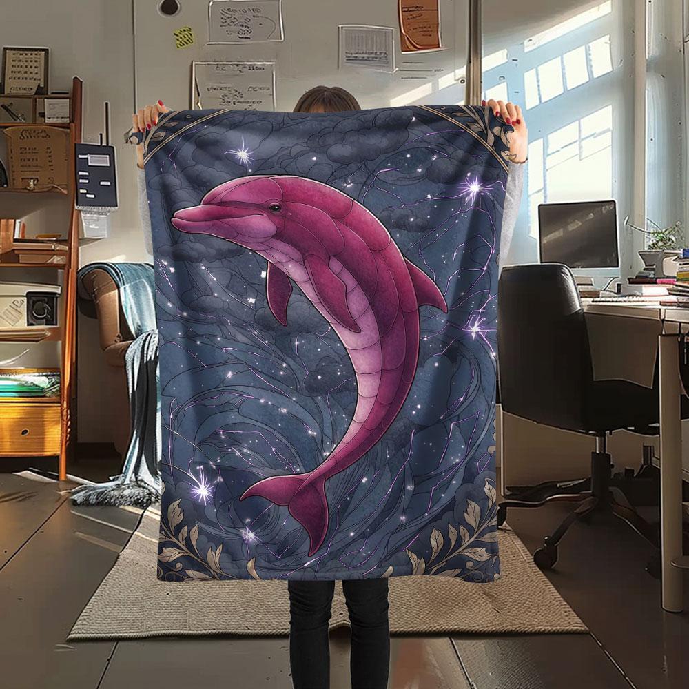 1Pc Marine life Print Flannel Blanket, High quality Comfortable for All Seasons, Home Decor, Warmth and Comfort, Perfect for Christmas Gifts