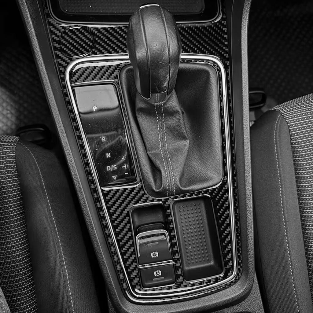For Seat Leon MK3 2013-2020 Carbon Fiber Central Navigation Radio CD AC Door Gear Shift Panel Trim Set Car Accessories Sticker