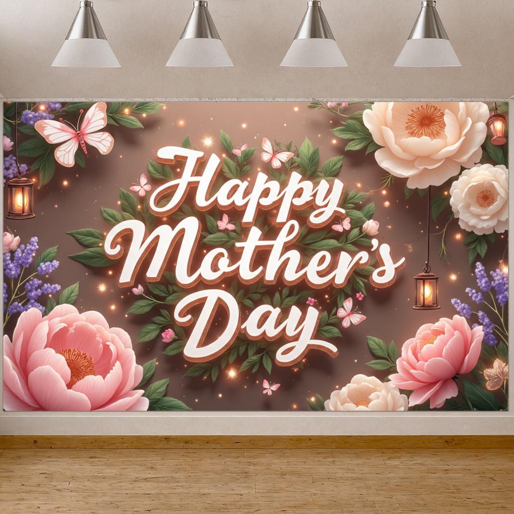 Mother's Day Background Pink Peony Floral Greeting Display Mother's Day Display Floral Pattern Mother's Day Greeting Banner