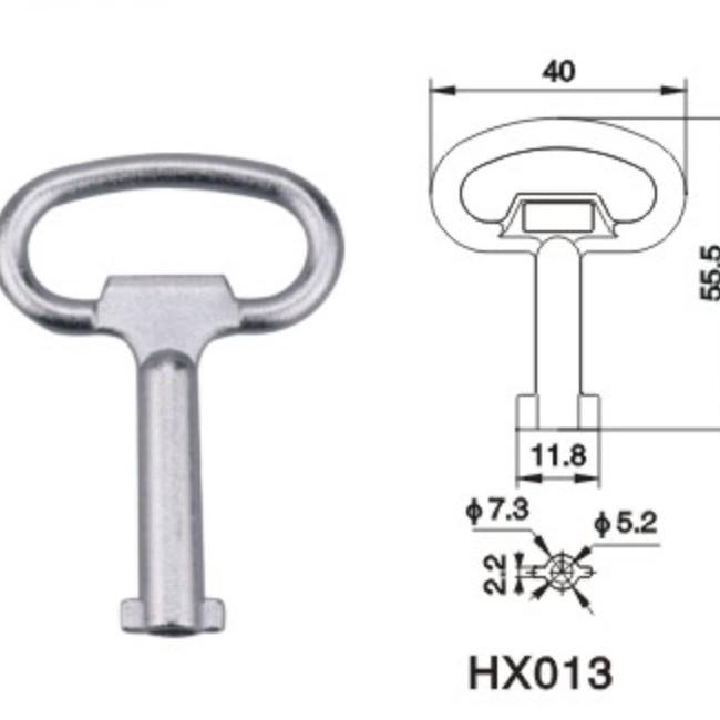 Universal MS705 Key for Triangle & Four-Corner Cabinet, Elevator Door & Water Meter Box Locks.